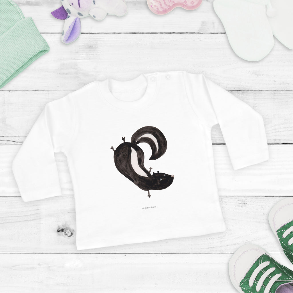 12-18 Monate Baby Longsleeve Stinktier Handstand Mädchen, Jungen, Baby, Langarm, Bio, Kleidung, Stinktier, Skunk, Wildtier, Raubtier, Stinker, Stinki, Spielplatz, verpielt, Kind