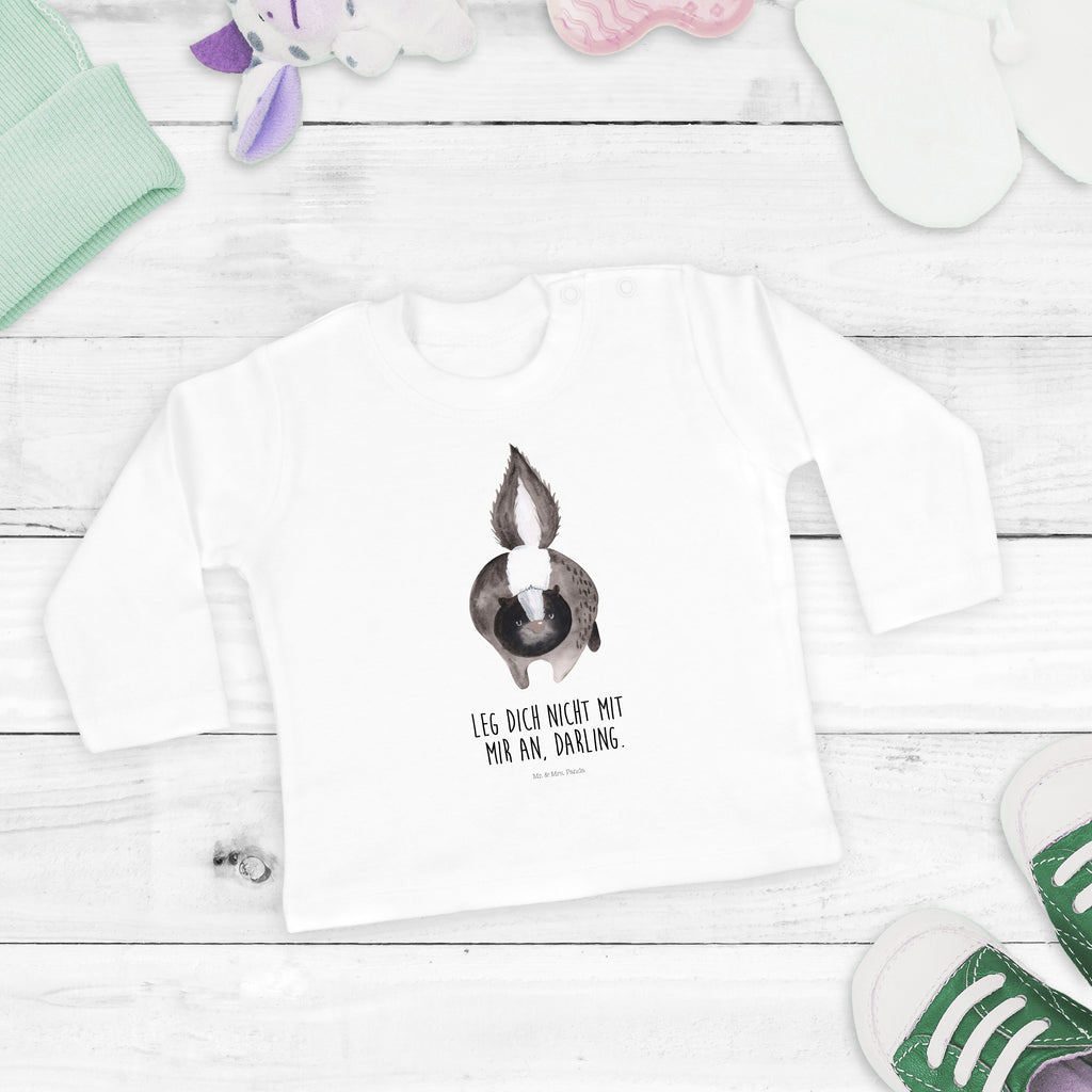12-18 Monate Baby Longsleeve Stinktier Angriff Mädchen, Jungen, Baby, Langarm, Bio, Kleidung, Stinktier, Skunk, Wildtier, Raubtier, Stinker, Stinki, wütend, Drohung