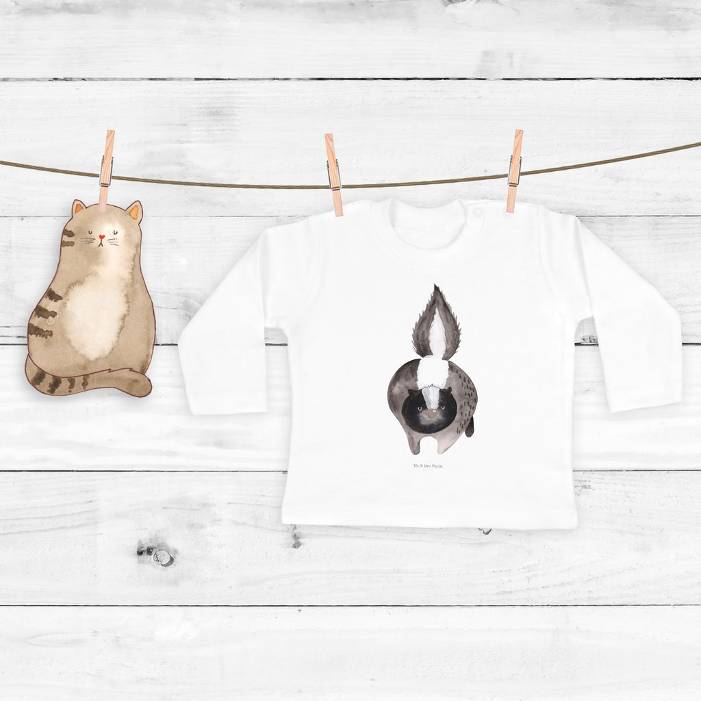 12-18 Monate Baby Longsleeve Stinktier Angriff Mädchen, Jungen, Baby, Langarm, Bio, Kleidung, Stinktier, Skunk, Wildtier, Raubtier, Stinker, Stinki, wütend, Drohung