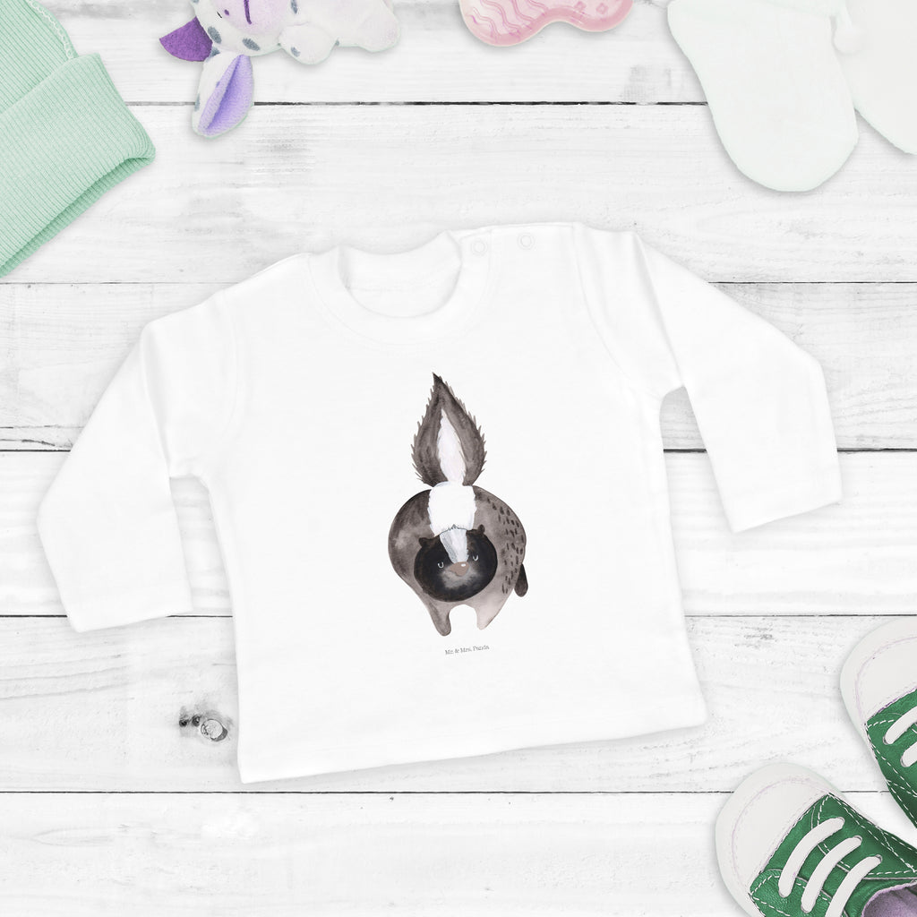 12-18 Monate Baby Longsleeve Stinktier Angriff Mädchen, Jungen, Baby, Langarm, Bio, Kleidung, Stinktier, Skunk, Wildtier, Raubtier, Stinker, Stinki, wütend, Drohung