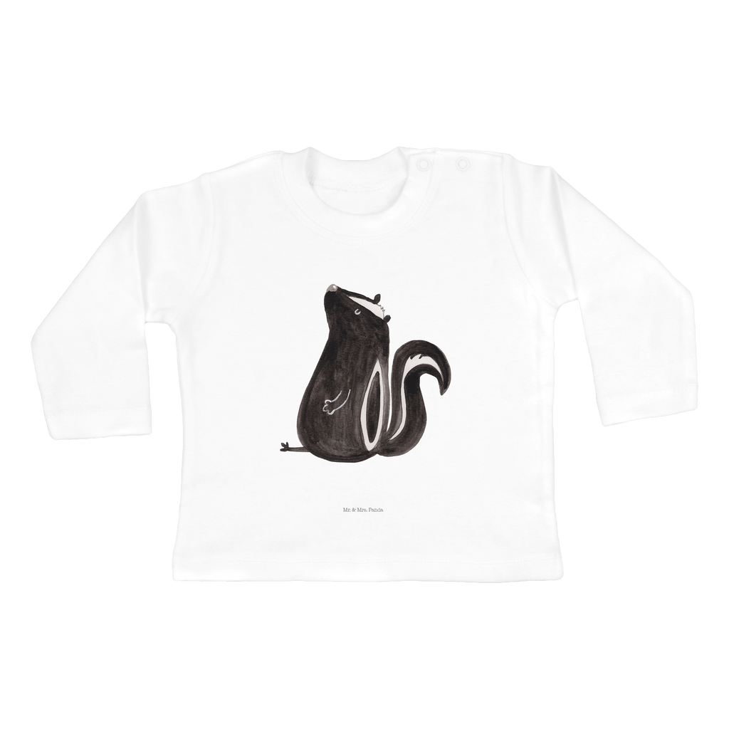 12-18 Monate Baby Longsleeve Stinktier sitzend Mädchen, Jungen, Baby, Langarm, Bio, Kleidung, Stinktier, Skunk, Wildtier, Raubtier, Stinker, Stinki, Spruch, Büro, Recht, Besserwisser