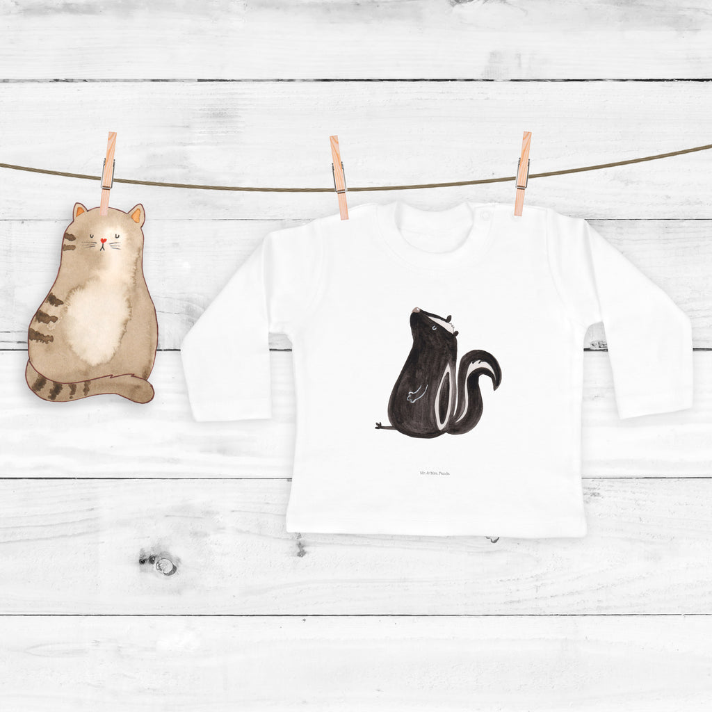 12-18 Monate Baby Longsleeve Stinktier sitzend Mädchen, Jungen, Baby, Langarm, Bio, Kleidung, Stinktier, Skunk, Wildtier, Raubtier, Stinker, Stinki, Spruch, Büro, Recht, Besserwisser
