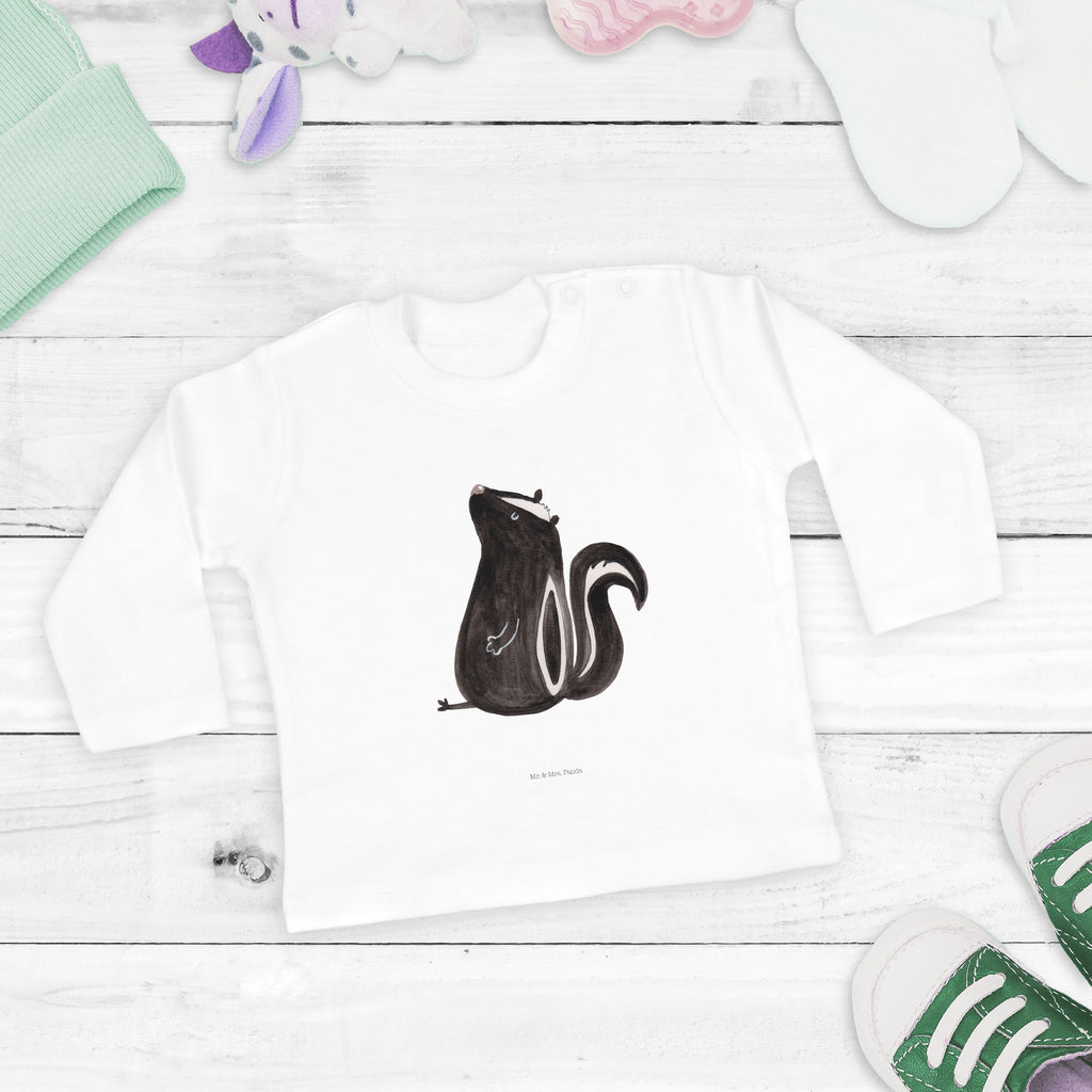 12-18 Monate Baby Longsleeve Stinktier sitzend Mädchen, Jungen, Baby, Langarm, Bio, Kleidung, Stinktier, Skunk, Wildtier, Raubtier, Stinker, Stinki, Spruch, Büro, Recht, Besserwisser