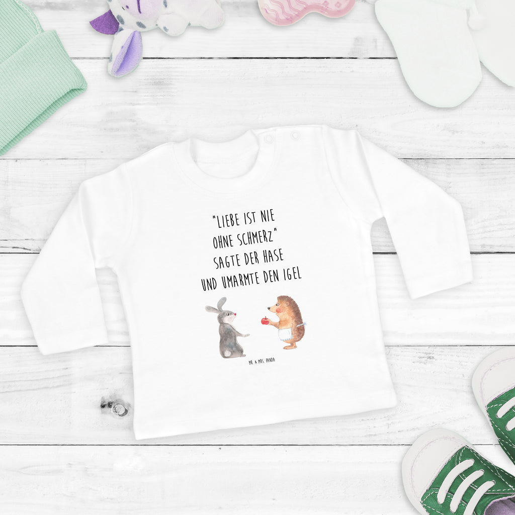 12-18 Monate Baby Longsleeve Liebe ist nie ohne Schmerz Mädchen, Jungen, Baby, Langarm, Bio, Kleidung, Tiermotive, Gute Laune, lustige Sprüche, Tiere, Igel und Hase, Igel, Hase, Liebe Spruch, Liebeskummer Geschenk, Herzschmerz, Trösten, Trennungsschmerz, Spruch romantisch