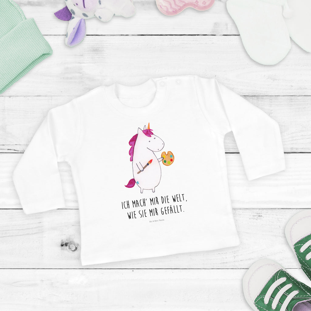 3-6 Monate Baby Longsleeve Einhorn Künstler Mädchen, Jungen, Baby, Langarm, Bio, Kleidung, Einhorn, Einhörner, Einhorn Deko, Pegasus, Unicorn, Englisch, Künstler, Artist, Malen, Zeichnen, Welt, Farbe, Stift, Pinsel, Geschenk, Maler
