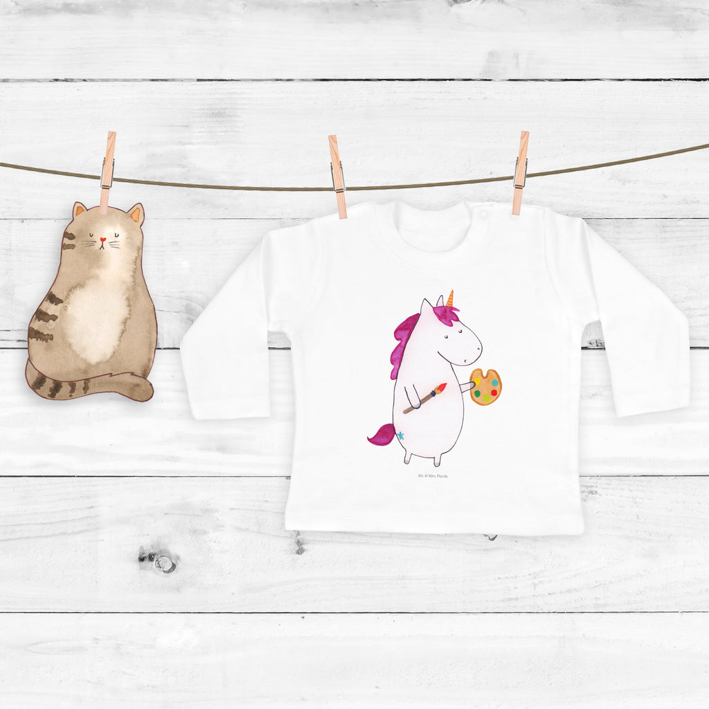 3-6 Monate Baby Longsleeve Einhorn Künstler Mädchen, Jungen, Baby, Langarm, Bio, Kleidung, Einhorn, Einhörner, Einhorn Deko, Pegasus, Unicorn, Englisch, Künstler, Artist, Malen, Zeichnen, Welt, Farbe, Stift, Pinsel, Geschenk, Maler