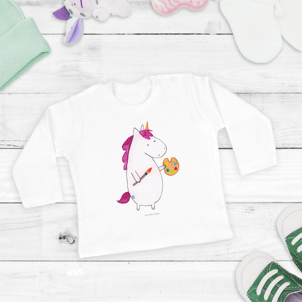 3-6 Monate Baby Longsleeve Einhorn Künstler Mädchen, Jungen, Baby, Langarm, Bio, Kleidung, Einhorn, Einhörner, Einhorn Deko, Pegasus, Unicorn, Englisch, Künstler, Artist, Malen, Zeichnen, Welt, Farbe, Stift, Pinsel, Geschenk, Maler