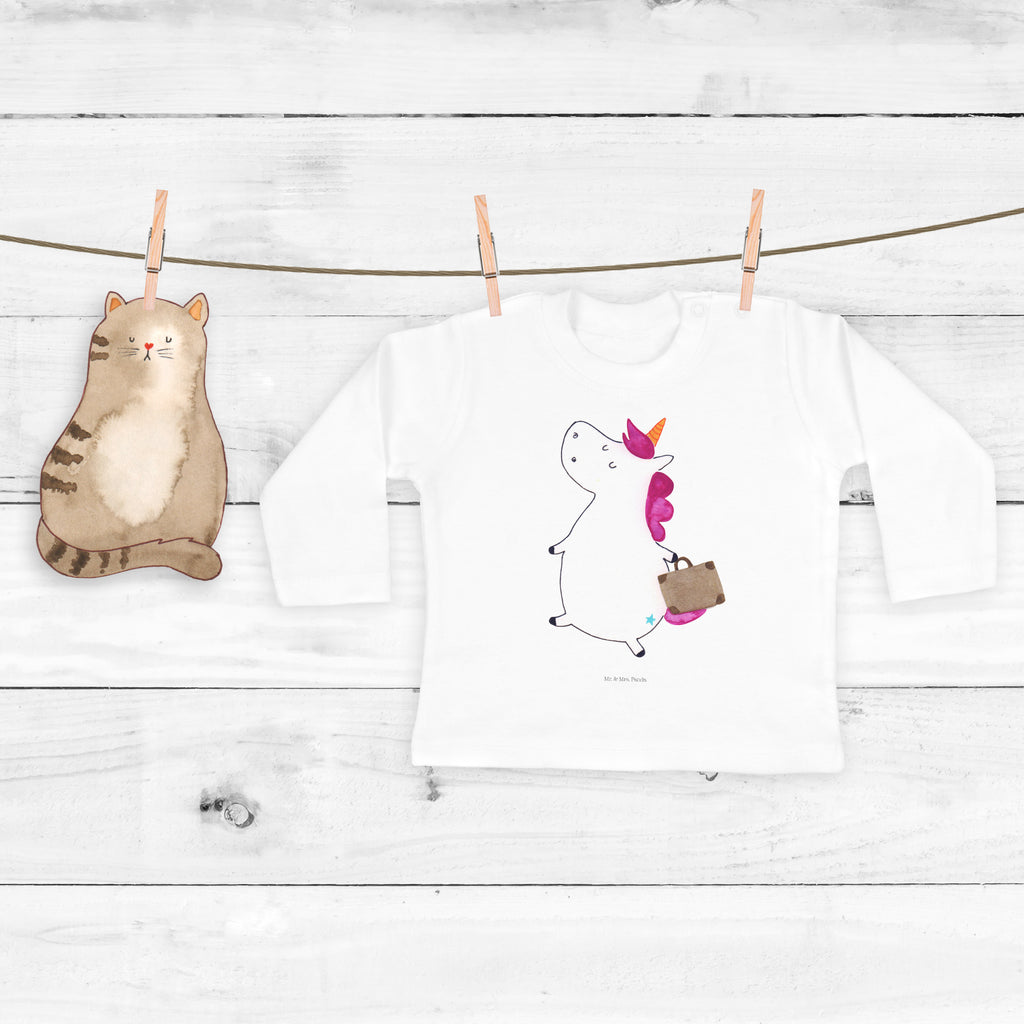 6-12 Monate Baby Longsleeve Einhorn Koffer Mädchen, Jungen, Baby, Longsleeve, Langarm, Bio, Kleidung, uni, Langarmshirt, Einhorn, Einhörner, Einhorn Deko, Pegasus, Unicorn, unicorn, Koffer, Verreisen, Reise, Gepäck, Abenteuer, Erwachsen, Kind, albern, Spaß, lustig, witzig