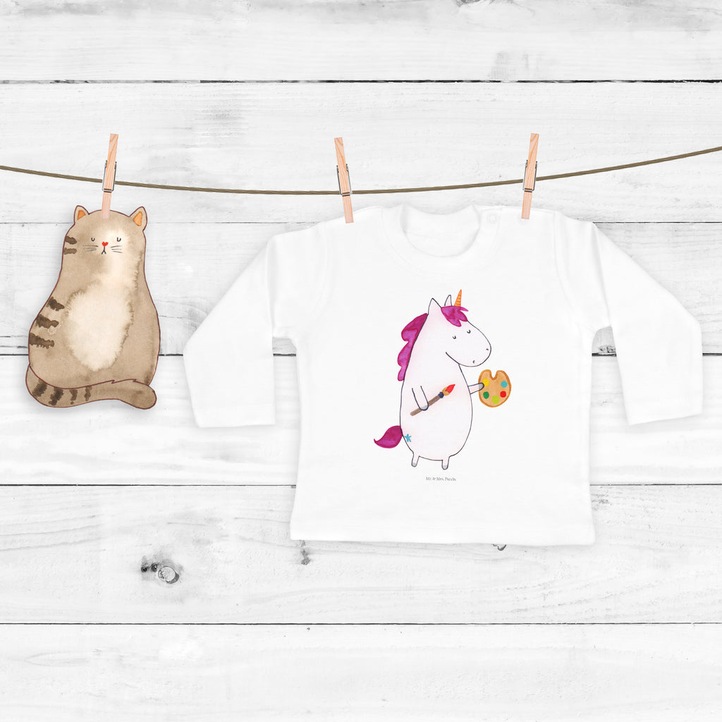6-12 Monate Baby Longsleeve Einhorn Künstler Mädchen, Jungen, Baby, Longsleeve, Langarm, Bio, Kleidung, uni, Langarmshirt, Einhorn, Einhörner, Einhorn Deko, Pegasus, Unicorn, Englisch, Künstler, Artist, Malen, Zeichnen, Welt, Farbe, Stift, Pinsel, Geschenk, Maler