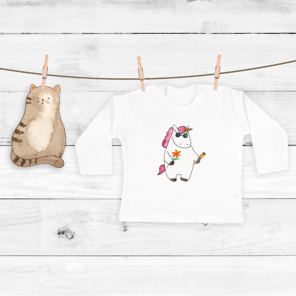 12-18 Monate Baby Longsleeve Einhorn Woodstock Mädchen, Jungen, Baby, Langarm, Bio, Kleidung, Einhorn, Einhörner, Einhorn Deko, Pegasus, Unicorn, Kiffen, Joint, Zigarette, Alkohol, Party, Spaß. lustig, witzig, Woodstock