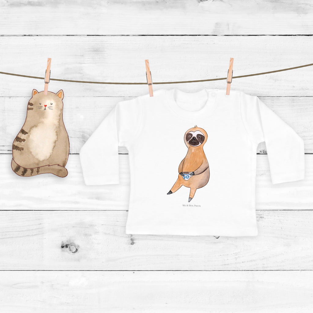 12-18 Monate Baby Longsleeve Faultier Kaffee Mädchen, Jungen, Baby, Langarm, Bio, Kleidung, Faultier, Faultier Geschenk, Faultier Deko, Faultiere, faul, Lieblingstier, Kaffee, erster Kaffee, Morgenmuffel, Frühaufsteher, Kaffeetasse, Genießer, Coffee, Kaffeegetränk