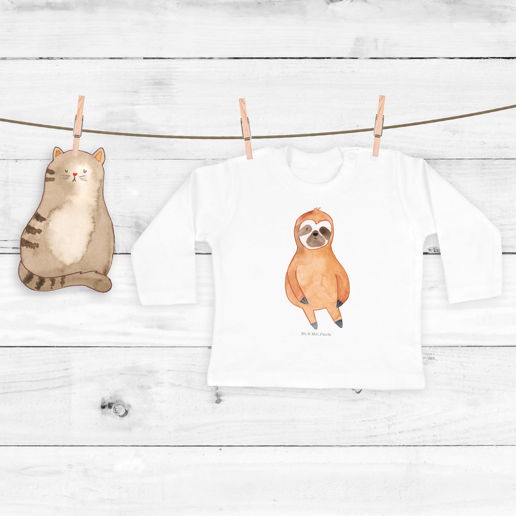 12-18 Monate Baby Longsleeve Faultier Zufrieden Mädchen, Jungen, Baby, Langarm, Bio, Kleidung, Faultier, Faultier Geschenk, Faultier Deko, Faultiere, faul, Lieblingstier, Pause, relaxen, Glück, glücklich, zufrieden, happy, Zufriedenheit, Gelassenheit, Ruhe, Frieden