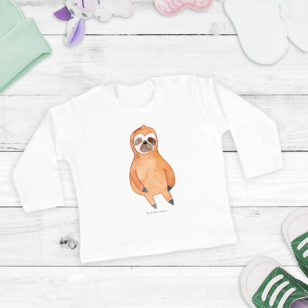12-18 Monate Baby Longsleeve Faultier Zufrieden Mädchen, Jungen, Baby, Langarm, Bio, Kleidung, Faultier, Faultier Geschenk, Faultier Deko, Faultiere, faul, Lieblingstier, Pause, relaxen, Glück, glücklich, zufrieden, happy, Zufriedenheit, Gelassenheit, Ruhe, Frieden