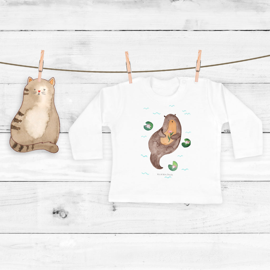 18-24 Monate Baby Longsleeve Otter mit Seerose Mädchen, Jungen, Baby, Langarm, Bio, Kleidung, Longsleeve, Otter, Fischotter, Seeotter, Otter Seeotter See Otter