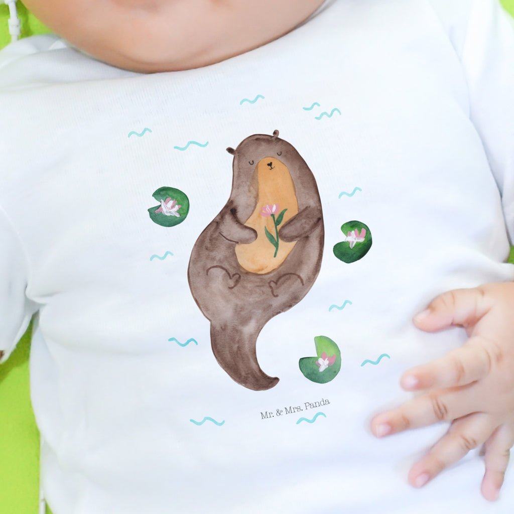 18-24 Monate Baby Longsleeve Otter mit Seerose Mädchen, Jungen, Baby, Langarm, Bio, Kleidung, Longsleeve, Otter, Fischotter, Seeotter, Otter Seeotter See Otter