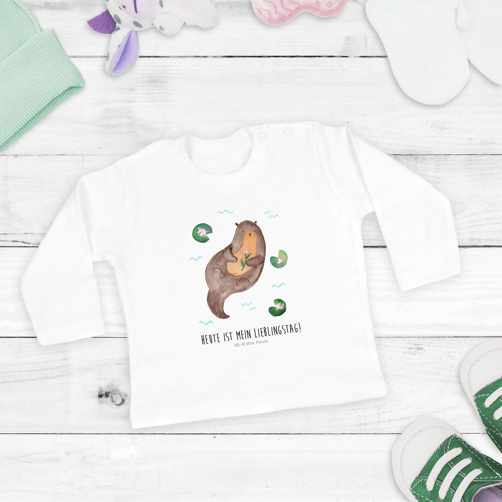 18-24 Monate Baby Longsleeve Otter mit Seerose Mädchen, Jungen, Baby, Langarm, Bio, Kleidung, Longsleeve, Otter, Fischotter, Seeotter, Otter Seeotter See Otter