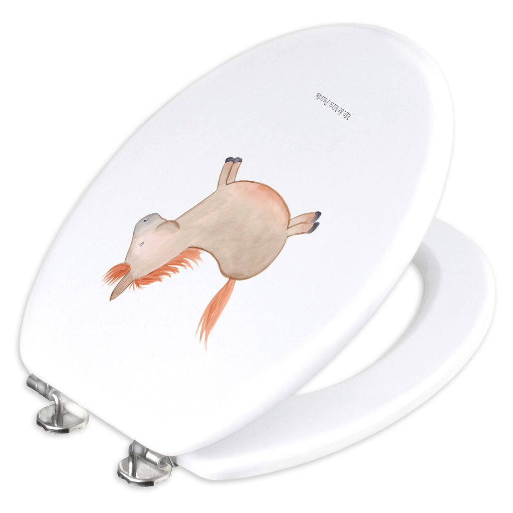 Motiv WC Sitz Pferd springt Klobrille, Klodeckel, Toilettendeckel, WC-Sitz, Toilette, Bauernhof, Hoftiere, Landwirt, Landwirtin, Pferd, Pony, Pferde, Stall, Pferdestall, ausreiten, reiten, Pferdebesitzer