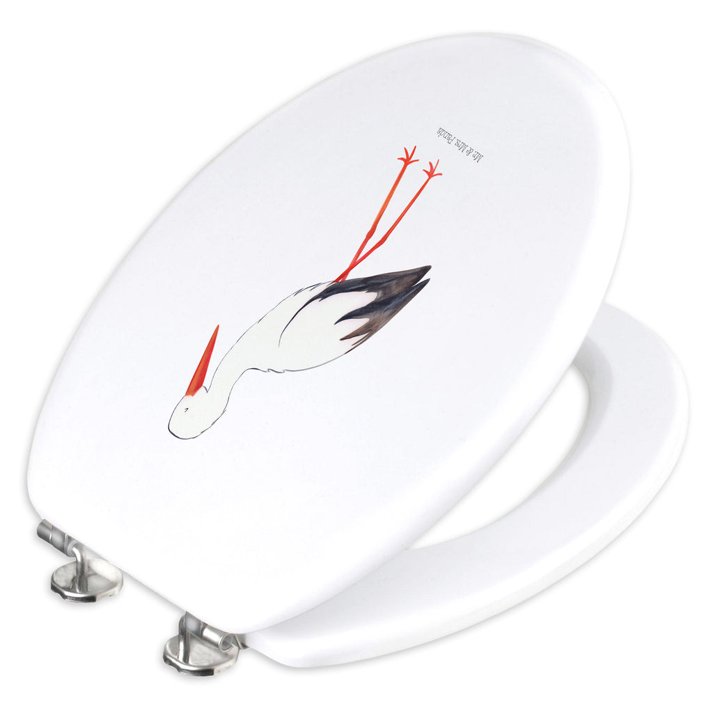 Motiv WC Sitz Storch Klobrille, Klodeckel, Toilettendeckel, WC-Sitz, Toilette, Tiermotive, Gute Laune, lustige Sprüche, Tiere, Storch, Störche, Schwangerschaft, Geburt, Mutter, Mütter, Mutter werden, Schwanger, Babybauch, Baby