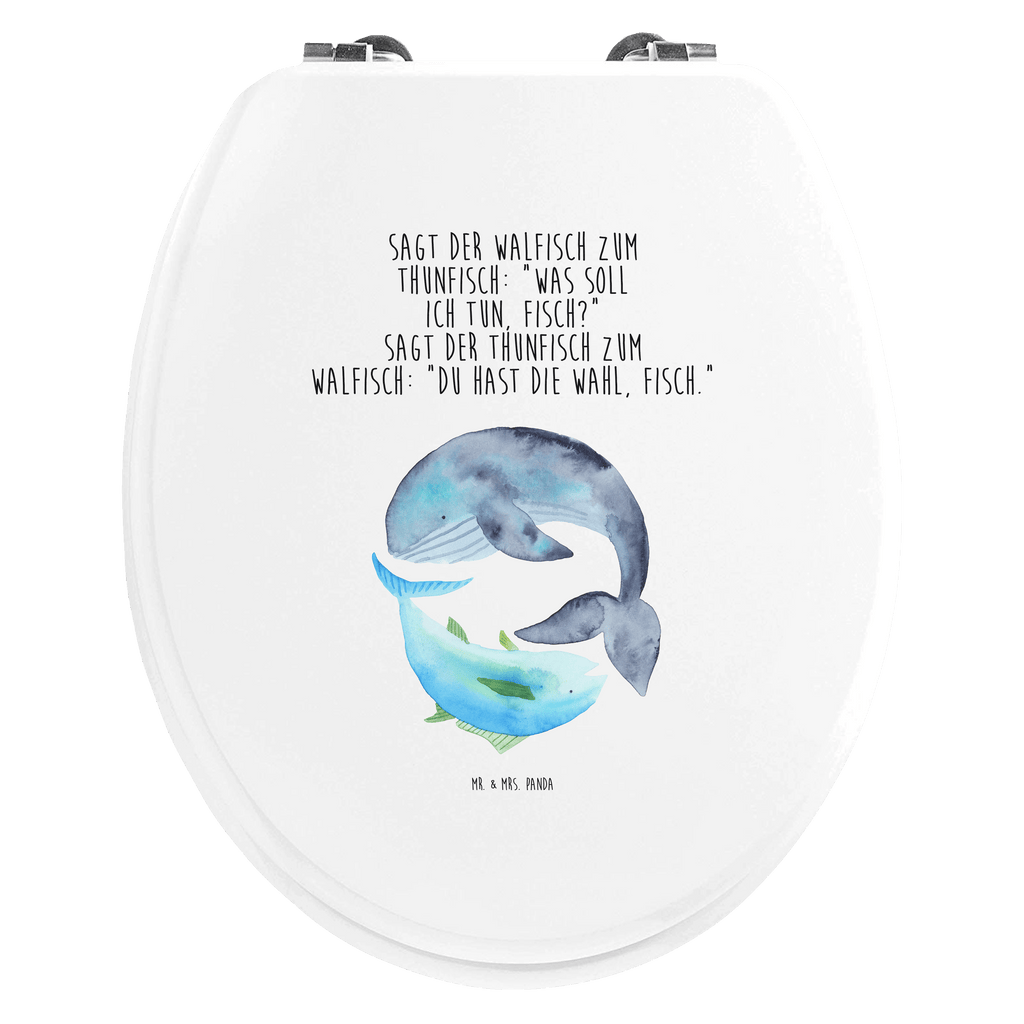 Motiv WC Sitz Walfisch & Thunfisch Klobrille, Klodeckel, Toilettendeckel, WC-Sitz, Toilette, Tiermotive, Gute Laune, lustige Sprüche, Tiere, Wal, Wahl, Tunfisch, Wortwitz lustig, Spruch lustig, Flachwitz, Witz, Spruch des Tages, Flachwitz Geschenk