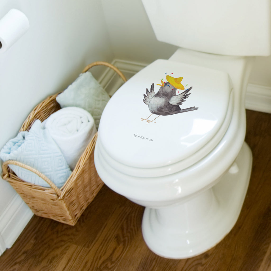 Motiv WC Sitz Rabe mit Sombrero Klobrille, Klodeckel, Toilettendeckel, WC-Sitz, Toilette, Tiermotive, Gute Laune, lustige Sprüche, Tiere, Rabe, Vogel, Vögel, Spruch positiv, fröhlich sein, glücklich sein, Glück Spruch, froh, Elster, Motivation