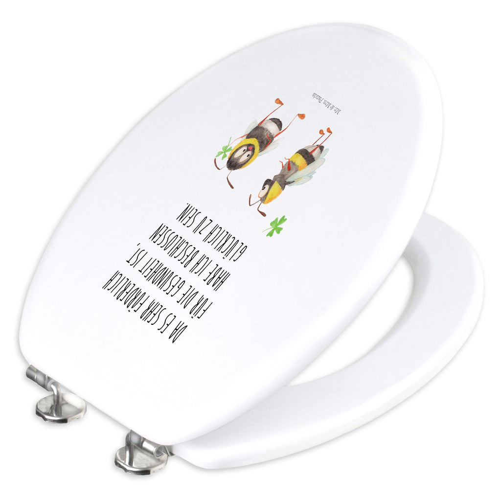 Motiv WC Sitz Hummeln mit Kleeblatt Klobrille, Klodeckel, Toilettendeckel, WC-Sitz, Toilette, Tiermotive, Gute Laune, lustige Sprüche, Tiere, Hummel, Biene, Spruch positiv, Biene Deko, Spruch schön, glücklich sein, glücklich werden, Spruch fröhlich