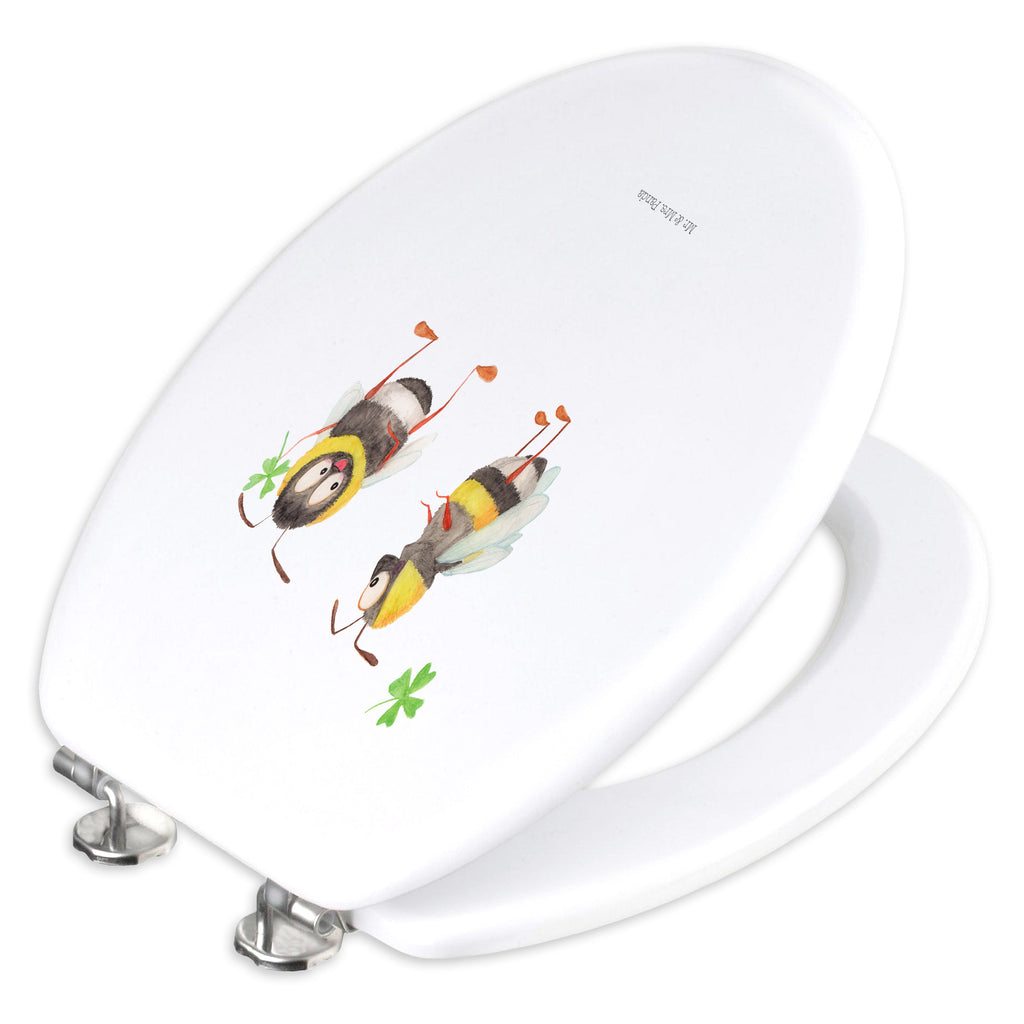 Motiv WC Sitz Hummeln mit Kleeblatt Klobrille, Klodeckel, Toilettendeckel, WC-Sitz, Toilette, Tiermotive, Gute Laune, lustige Sprüche, Tiere, Hummel, Biene, Spruch positiv, Biene Deko, Spruch schön, glücklich sein, glücklich werden, Spruch fröhlich