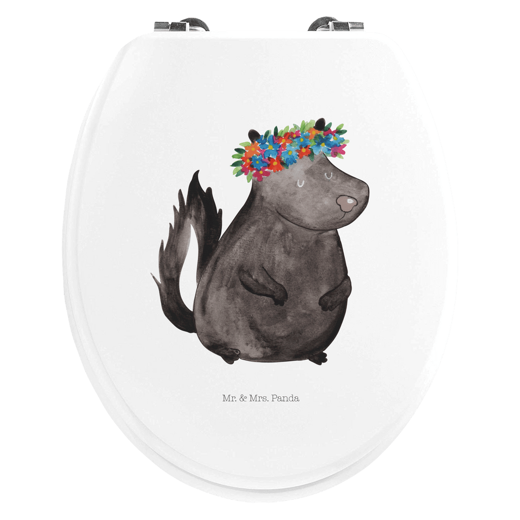 Motiv WC Sitz Stinktier Blumenmaedchen Klobrille, Klodeckel, Toilettendeckel, WC-Sitz, Toilette, Stinktier, Skunk, Wildtier, Raubtier, Stinker, Stinki, Yoga, Namaste, Lebe, Liebe, Lache