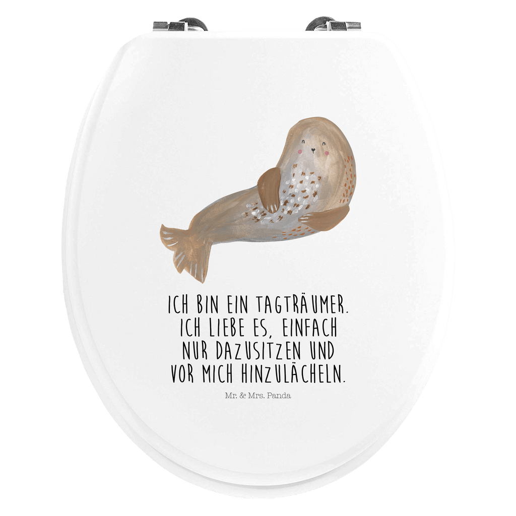 Motiv WC Sitz Robbe lachend Klobrille, Klodeckel, Toilettendeckel, WC-Sitz, Toilette, Tiermotive, Gute Laune, lustige Sprüche, Tiere, Robbe, Robben, Seehund, Strand, Meerestier, Ostsee, Nordsee