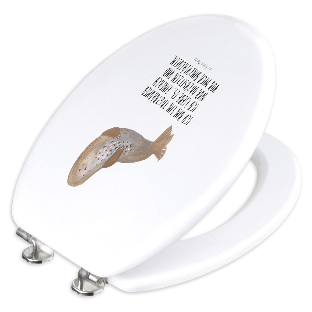 Motiv WC Sitz Robbe lachend Klobrille, Klodeckel, Toilettendeckel, WC-Sitz, Toilette, Tiermotive, Gute Laune, lustige Sprüche, Tiere, Robbe, Robben, Seehund, Strand, Meerestier, Ostsee, Nordsee