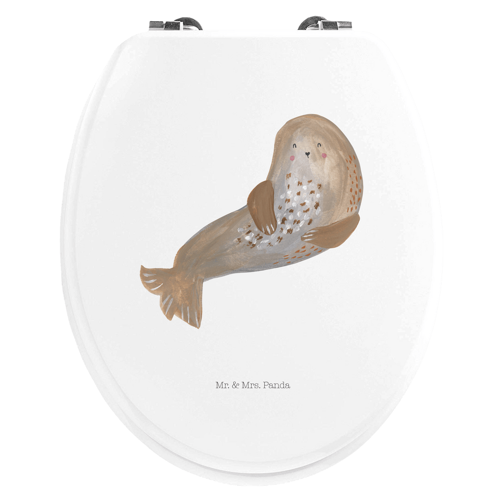 Motiv WC Sitz Robbe lachend Klobrille, Klodeckel, Toilettendeckel, WC-Sitz, Toilette, Tiermotive, Gute Laune, lustige Sprüche, Tiere, Robbe, Robben, Seehund, Strand, Meerestier, Ostsee, Nordsee