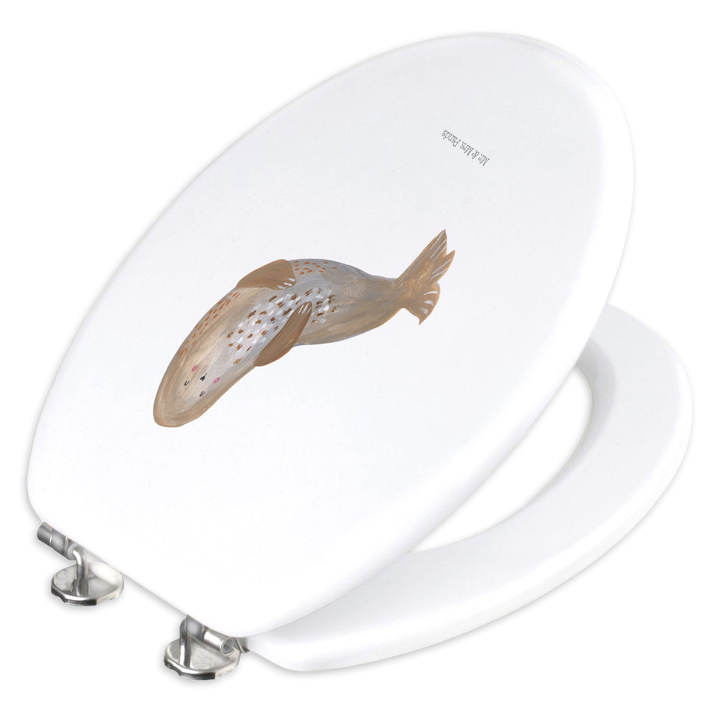 Motiv WC Sitz Robbe lachend Klobrille, Klodeckel, Toilettendeckel, WC-Sitz, Toilette, Tiermotive, Gute Laune, lustige Sprüche, Tiere, Robbe, Robben, Seehund, Strand, Meerestier, Ostsee, Nordsee