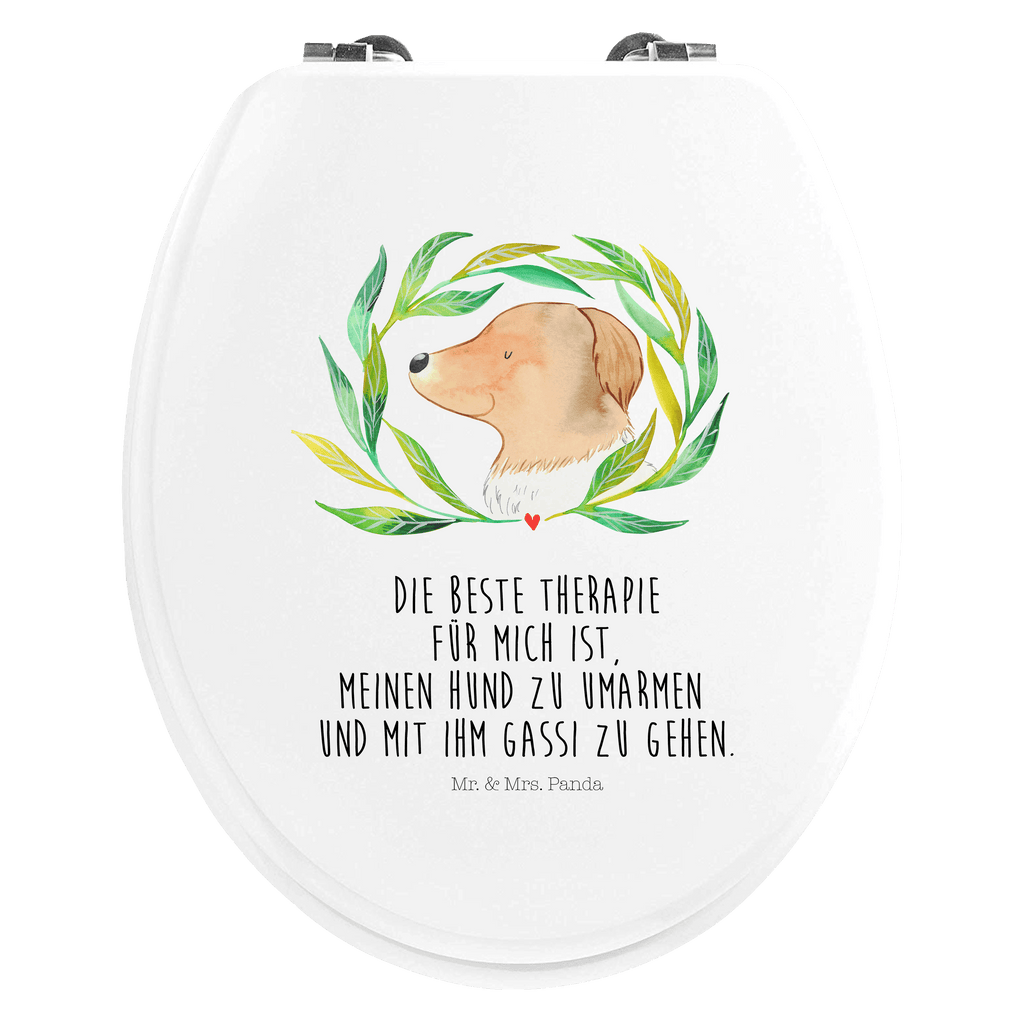 Motiv WC Sitz Hund Ranke Klobrille, Klodeckel, Toilettendeckel, WC-Sitz, Toilette, Hund, Hundemotiv, Haustier, Hunderasse, Tierliebhaber, Hundebesitzer, Sprüche, Ranke, Therapie, Selbsttherapie, Hundeliebe, Hundeglück, Hunde
