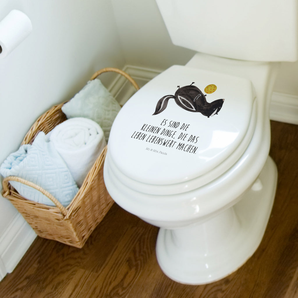 Motiv WC Sitz Stinktier Ball Klobrille, Klodeckel, Toilettendeckel, WC-Sitz, Toilette, Stinktier, Skunk, Wildtier, Raubtier, Stinker, Stinki, verspielt, Weisheit