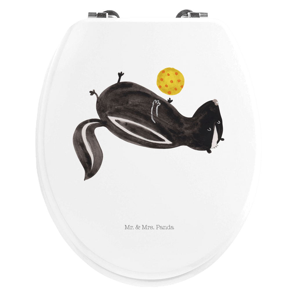 Motiv WC Sitz Stinktier Ball Klobrille, Klodeckel, Toilettendeckel, WC-Sitz, Toilette, Stinktier, Skunk, Wildtier, Raubtier, Stinker, Stinki, verspielt, Weisheit