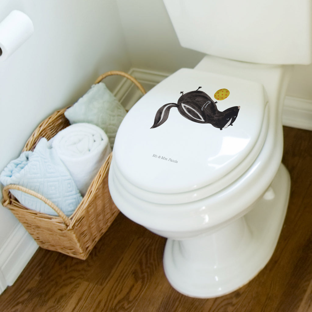 Motiv WC Sitz Stinktier Ball Klobrille, Klodeckel, Toilettendeckel, WC-Sitz, Toilette, Stinktier, Skunk, Wildtier, Raubtier, Stinker, Stinki, verspielt, Weisheit