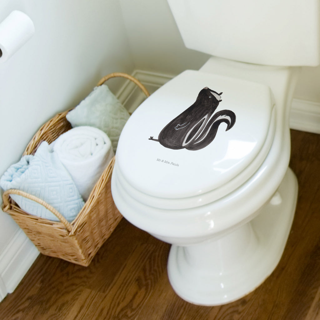 Motiv WC Sitz Stinktier sitzend Klobrille, Klodeckel, Toilettendeckel, WC-Sitz, Toilette, Stinktier, Skunk, Wildtier, Raubtier, Stinker, Stinki, Spruch, Büro, Recht, Besserwisser