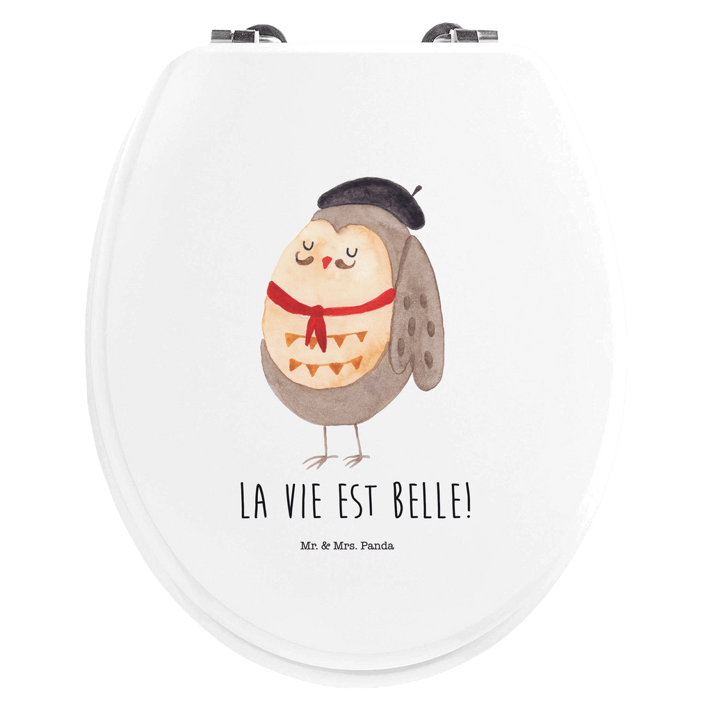 Motiv WC Sitz Eule Französisch Klobrille, Klodeckel, Toilettendeckel, WC-Sitz, Toilette, Eule, Eulen, Eule Deko, Owl, hibou, La vie est belle, das Leben ist schön, Spruch schön, Spruch Französisch, Frankreich