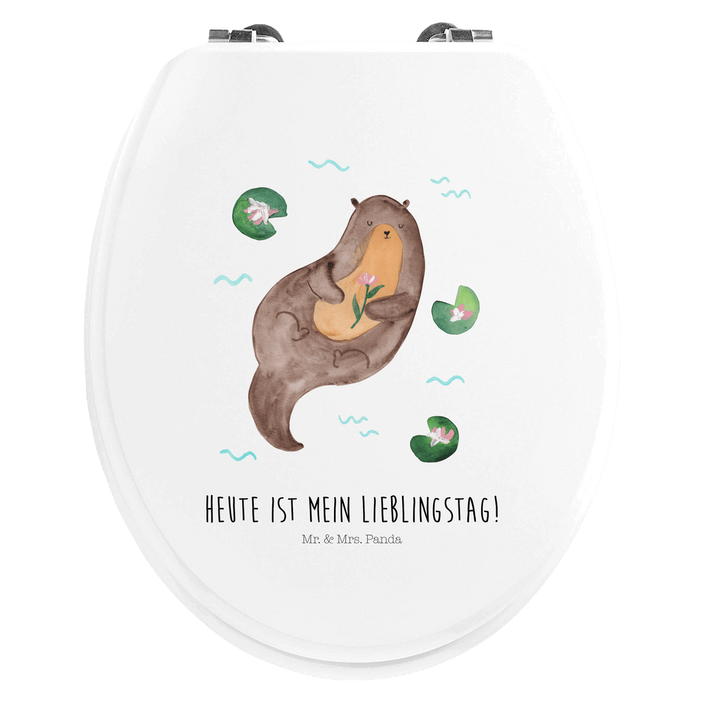 Motiv WC Sitz Otter mit Seerose Klobrille, Klodeckel, Toilettendeckel, WC-Sitz, Toilette, Otter, Fischotter, Seeotter, Otter Seeotter See Otter