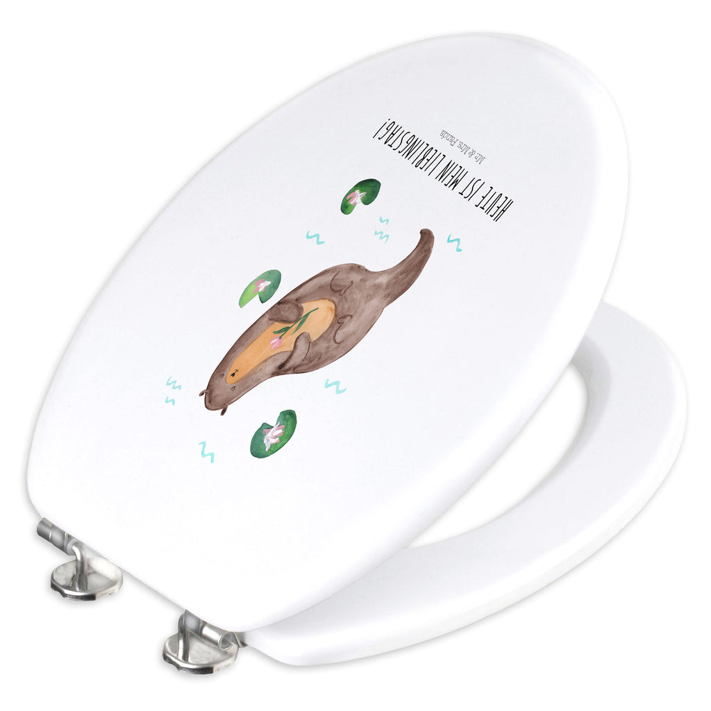 Motiv WC Sitz Otter mit Seerose Klobrille, Klodeckel, Toilettendeckel, WC-Sitz, Toilette, Otter, Fischotter, Seeotter, Otter Seeotter See Otter