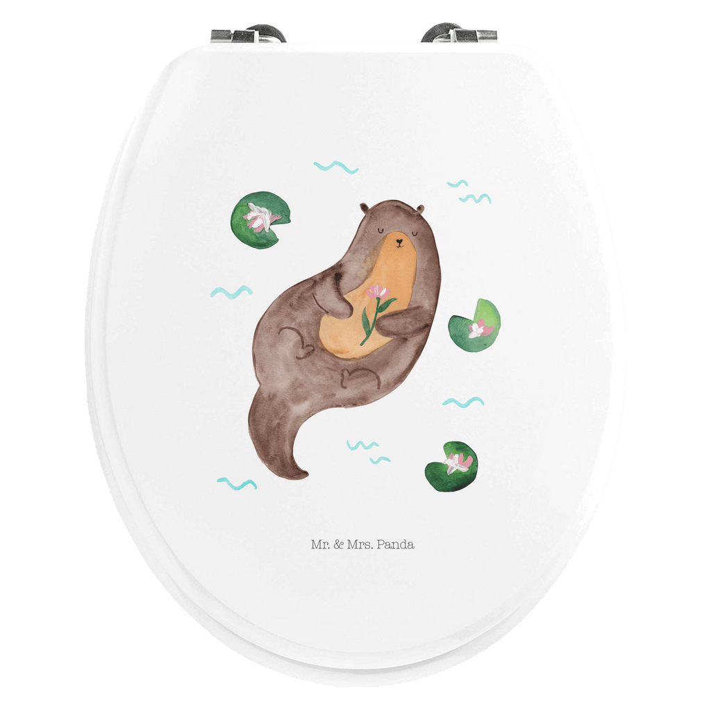 Motiv WC Sitz Otter mit Seerose Klobrille, Klodeckel, Toilettendeckel, WC-Sitz, Toilette, Otter, Fischotter, Seeotter, Otter Seeotter See Otter