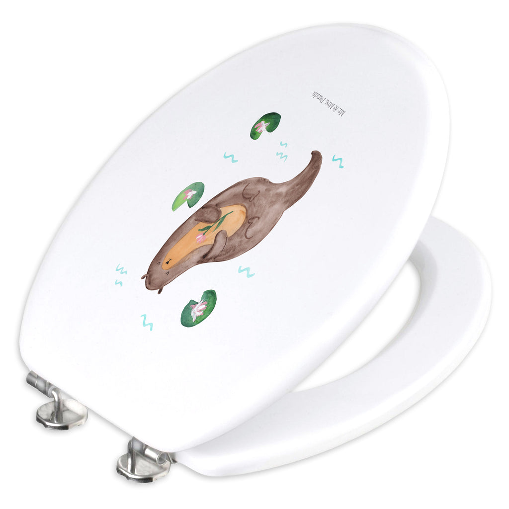 Motiv WC Sitz Otter mit Seerose Klobrille, Klodeckel, Toilettendeckel, WC-Sitz, Toilette, Otter, Fischotter, Seeotter, Otter Seeotter See Otter