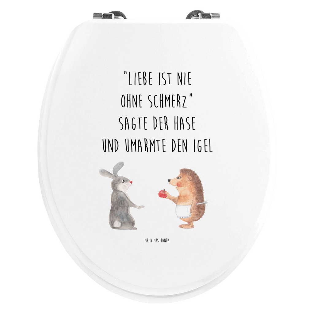 Motiv WC Sitz Liebe ist nie ohne Schmerz Klobrille, Klodeckel, Toilettendeckel, WC-Sitz, Toilette, Tiermotive, Gute Laune, lustige Sprüche, Tiere, Igel und Hase, Igel, Hase, Liebe Spruch, Liebeskummer Geschenk, Herzschmerz, Trösten, Trennungsschmerz, Spruch romantisch