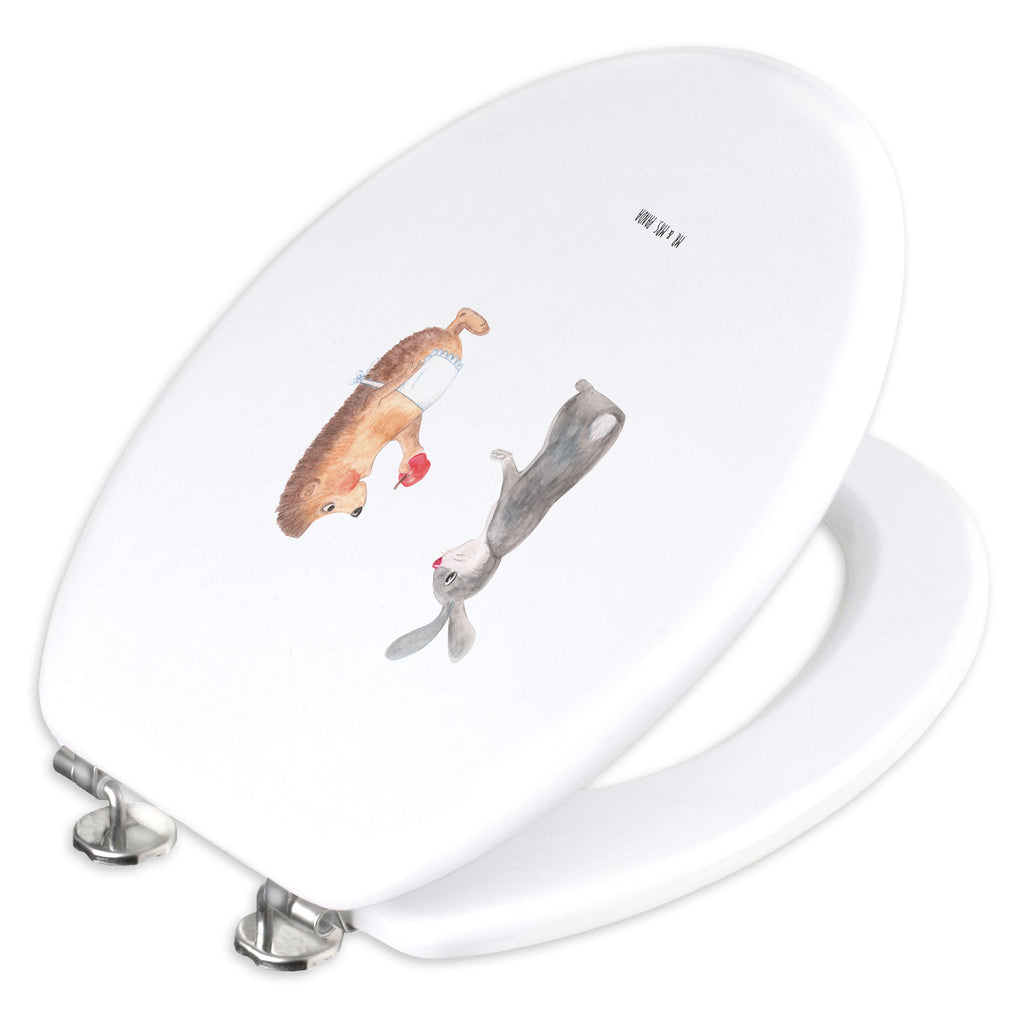 Motiv WC Sitz Liebe ist nie ohne Schmerz Klobrille, Klodeckel, Toilettendeckel, WC-Sitz, Toilette, Tiermotive, Gute Laune, lustige Sprüche, Tiere, Igel und Hase, Igel, Hase, Liebe Spruch, Liebeskummer Geschenk, Herzschmerz, Trösten, Trennungsschmerz, Spruch romantisch