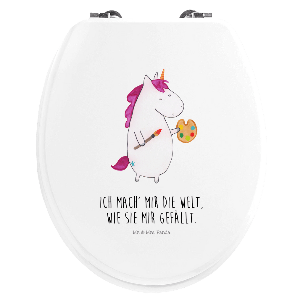Motiv WC Sitz Einhorn Künstler Klobrille, Klodeckel, Toilettendeckel, WC-Sitz, Toilette, Einhorn, Einhörner, Einhorn Deko, Pegasus, Unicorn, Englisch, Künstler, Artist, Malen, Zeichnen, Welt, Farbe, Stift, Pinsel, Geschenk, Maler