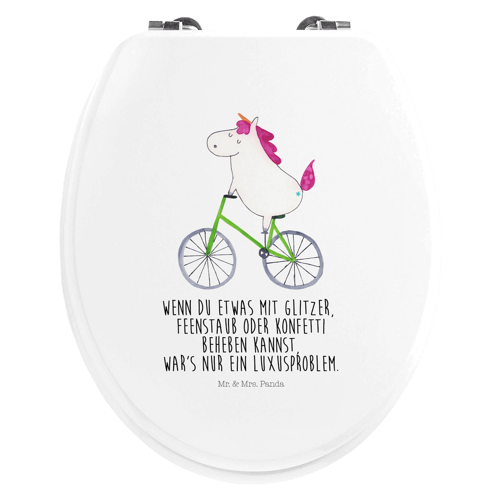 Motiv WC Sitz Einhorn Radfahrer Klobrille, Klodeckel, Toilettendeckel, WC-Sitz, Toilette, Einhorn, Einhörner, Einhorn Deko, Pegasus, Unicorn, Radfahren, Radfahrer, Rad, Bike, Feenstaub, Konfetti, Luxusproblem, Kummer, Liebeskummer