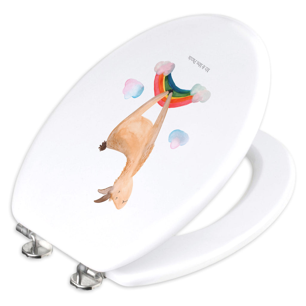 Motiv WC Sitz Lama Regenbogen Klobrille, Klodeckel, Toilettendeckel, WC-Sitz, Toilette, Lama, Alpaka, Lamas, Regenbogen, Haters gonna hate, Haters, Selbstständig, Außenseiter, Schule, Abi, Hobby, Wolkenland, Freiheit