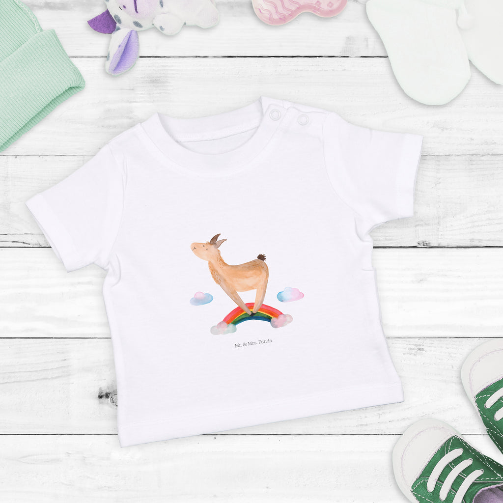 Organic Baby Shirt Lama Regenbogen Baby T-Shirt, Jungen Baby T-Shirt, Mädchen Baby T-Shirt, Shirt, Lama, Alpaka, Lamas, Regenbogen, Haters gonna hate, Haters, Selbstständig, Außenseiter, Schule, Abi, Hobby, Wolkenland, Freiheit