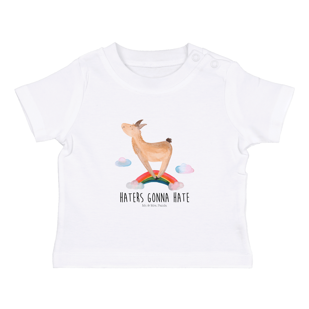 Organic Baby Shirt Lama Regenbogen Baby T-Shirt, Jungen Baby T-Shirt, Mädchen Baby T-Shirt, Shirt, Lama, Alpaka, Lamas, Regenbogen, Haters gonna hate, Haters, Selbstständig, Außenseiter, Schule, Abi, Hobby, Wolkenland, Freiheit