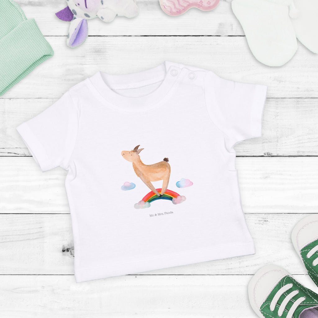 Organic Baby Shirt Lama Regenbogen Baby T-Shirt, Jungen Baby T-Shirt, Mädchen Baby T-Shirt, Shirt, Lama, Alpaka, Lamas, Regenbogen, Haters gonna hate, Haters, Selbstständig, Außenseiter, Schule, Abi, Hobby, Wolkenland, Freiheit