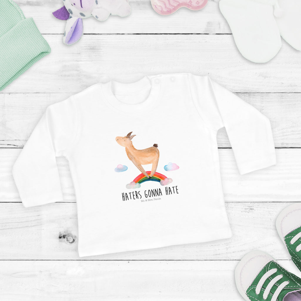 6-12 Monate Baby Longsleeve Lama Regenbogen Mädchen, Jungen, Baby, Longsleeve, Langarm, Bio, Kleidung, uni, Langarmshirt, Lama, Alpaka, Lamas, Regenbogen, Haters gonna hate, Haters, Selbstständig, Außenseiter, Schule, Abi, Hobby, Wolkenland, Freiheit